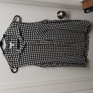 Large work appropriate blouse Black and white checkered